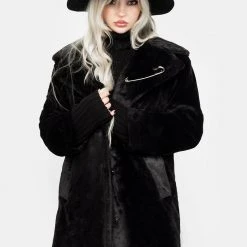 ORI1 Clothing Creature Oversized Fur Coat - Black