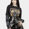 CHI1 Hellraisa Faux Leather A-Line Skirt Women