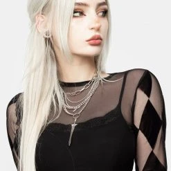 DDS1 Harleen Checkerboard Mesh Bodysuit Women