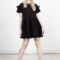 DMT1 Power Frill Sleeve Skater Dress Clothing