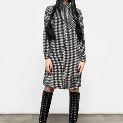 MET1 Clothing FATALE HOUNDSTOOTH SHIRT DRESS