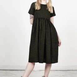 MET1 Terra Gingham Midi Smock Dress Women