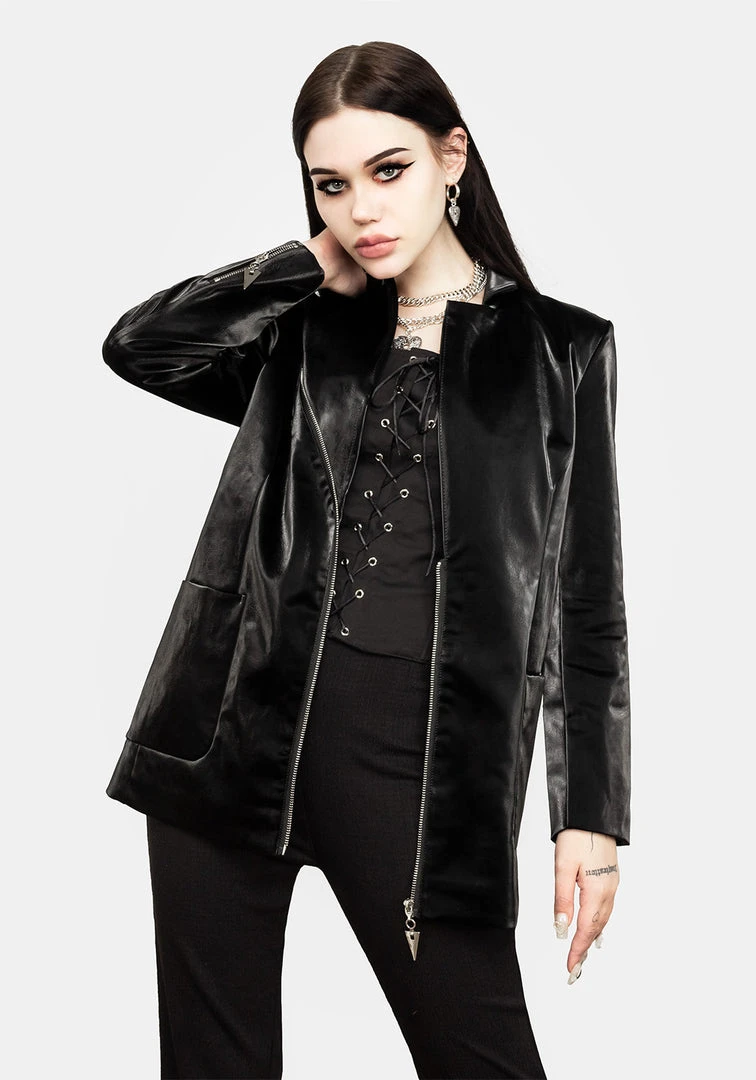 ORI1 Aureole Faux Leather Blazer 8 ORI1 Aureole Faux Leather Blazer