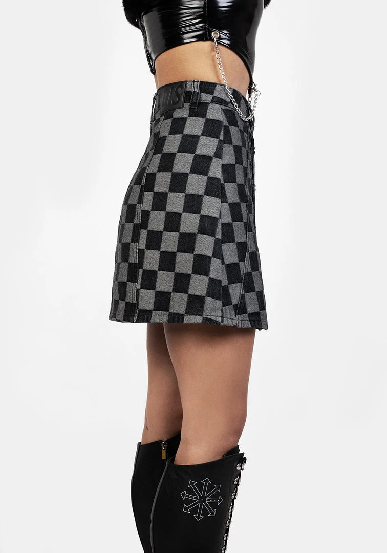 JB1 KERB A-LINE DENIM MINI SKIRT 8 JB1 KERB A-LINE DENIM MINI SKIRT