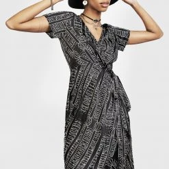 LVT1 Runes Wrap Midi Dress Women