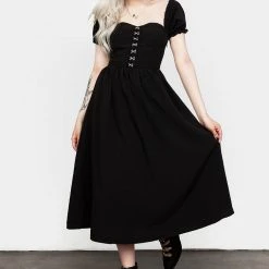 MET1 Mortem Midi Dress With Puff Sleeves