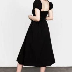 MET1 Mortem Midi Dress With Puff Sleeves