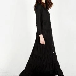 MET1 Shade Tiered Maxi Linen Dress