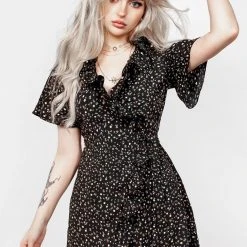 MET1 Moonseed Wrap Ruffle Dress