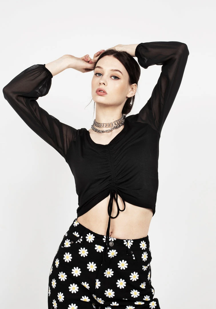 MET1 Maria Ruched Sheer Sleeve Top 3 MET1 Maria Ruched Sheer Sleeve Top