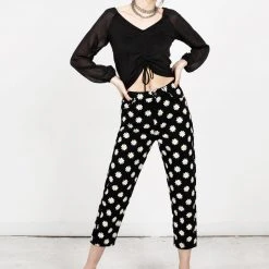 MET1 Maria Ruched Sheer Sleeve Top