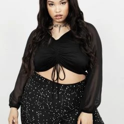 MET1 Maria Ruched Sheer Sleeve Top 16 MET1 Maria Ruched Sheer Sleeve Top