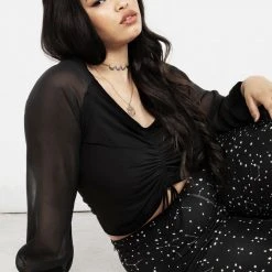 MET1 Maria Ruched Sheer Sleeve Top 20 MET1 Maria Ruched Sheer Sleeve Top