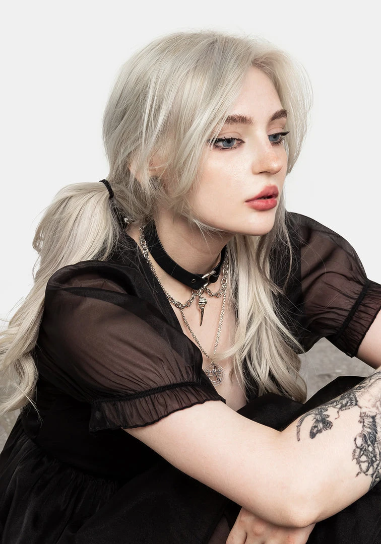 MET1 Andie Puff Sleeve Organza Dress Women 6 MET1 Andie Puff Sleeve Organza Dress Women