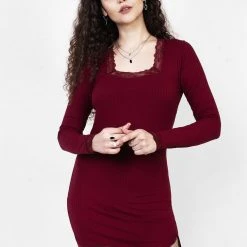 DDS1 Clothing LAETITIA LACE TRIM MINI BODYCON DRESS