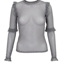 MET1 Women MOURNING RUFFLE TOP GHOST GREY 15 MET1 Women MOURNING RUFFLE TOP GHOST GREY