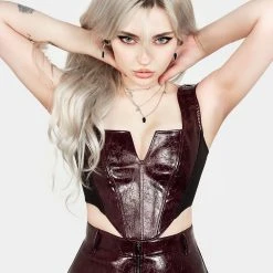 CHI1 VINCI FAUX LEATHER CORSET TOP Women