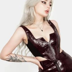 CHI1 VINCI FAUX LEATHER CORSET TOP Women