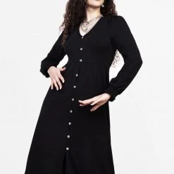 DDS1 DOLLSOME BUTTON DOWN JERSEY MIDI DRESS