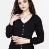 DDS1 DOLLSOME SHIRRED JERSEY CROP TOP