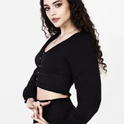 DDS1 DOLLSOME SHIRRED JERSEY CROP TOP