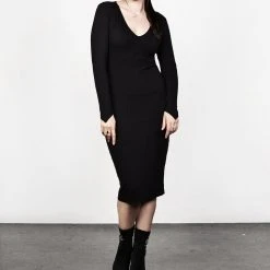 DDS1 Clothing VAMPIRA V-NECK MIDI DRESS