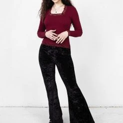 DDS1 PERDITA LONG SLEEVE LACE TRIM TOP Clothing 11 DDS1 PERDITA LONG SLEEVE LACE TRIM TOP Clothing