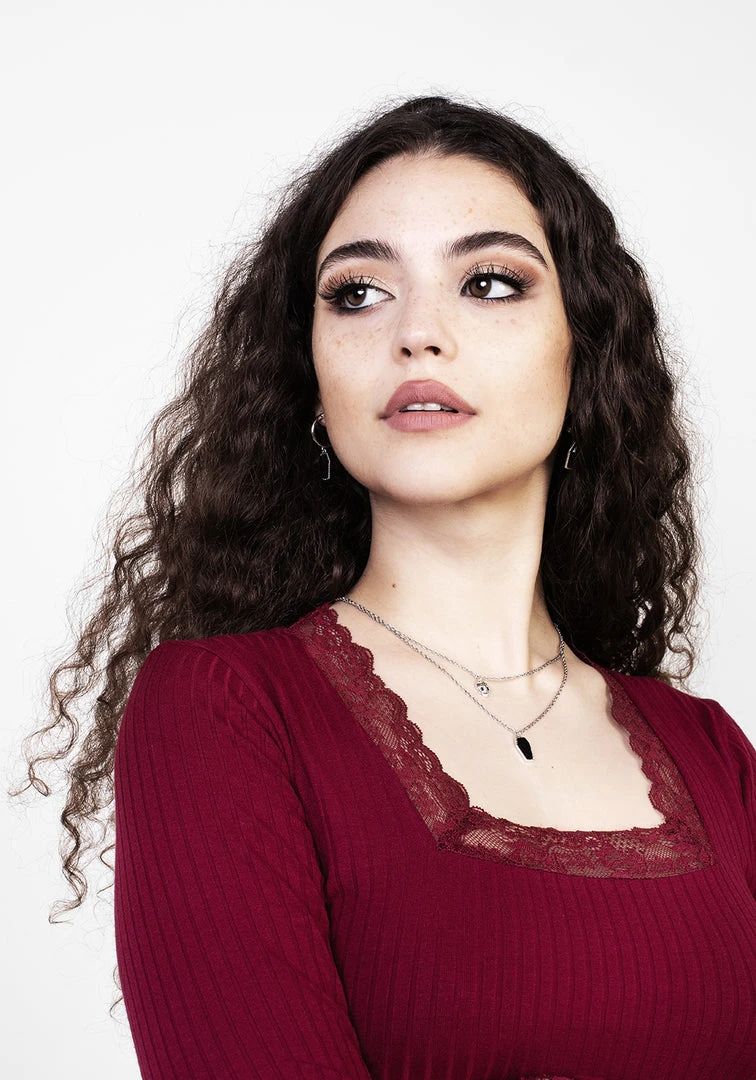 DDS1 PERDITA LONG SLEEVE LACE TRIM TOP Clothing 4 DDS1 PERDITA LONG SLEEVE LACE TRIM TOP Clothing