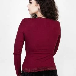 DDS1 PERDITA LONG SLEEVE LACE TRIM TOP Clothing 12 DDS1 PERDITA LONG SLEEVE LACE TRIM TOP Clothing