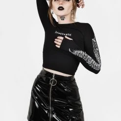 DDS1 Women XENOMORT THUMB SPLIT CROP TOP