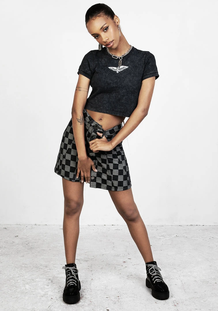 JB1 KERB A-LINE DENIM MINI SKIRT 4 JB1 KERB A-LINE DENIM MINI SKIRT