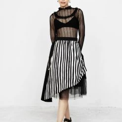 MET1 PARANORMAL ASYMMETRIC MIDI SKIRT