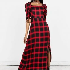 LVT1 Pennyroyal Check Midi Dress