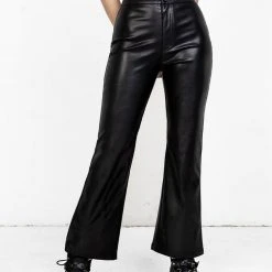 LVT1 BRONTE LEATHER FLARED TROUSERS