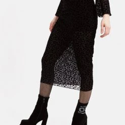 MET1 LOVESPELL FLOCKED MESH MIDI SKIRT Clothing 10 MET1 LOVESPELL FLOCKED MESH MIDI SKIRT Clothing