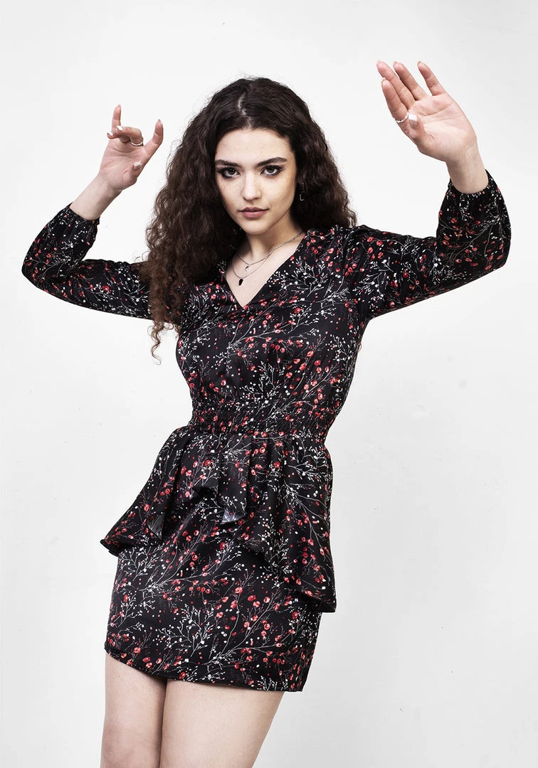 MET1 ROSETEARS FRILL PEPLUM MINI DRESS 8 MET1 ROSETEARS FRILL PEPLUM MINI DRESS