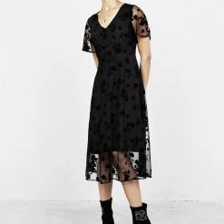 MET1 Women STEVIE FLOCKED MIDI DRESS