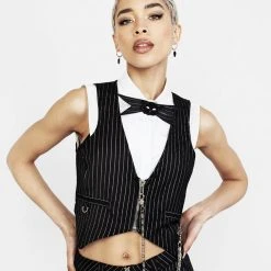 MET1 Women NIGHTMARE CROP TAILORED WAISTCOAT 14 MET1 Women NIGHTMARE CROP TAILORED WAISTCOAT