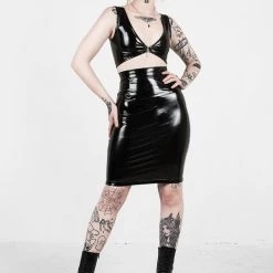 MET1 DOMINION MIDI VINYL SKIRT Women