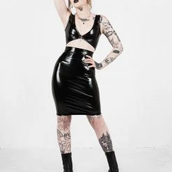 MET1 DOMINION MIDI VINYL SKIRT Women