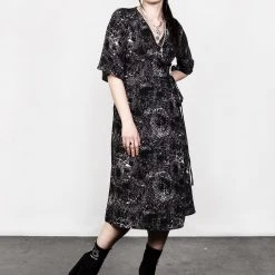 MET1 SPELLWORK MIDI WRAP DRESS Women
