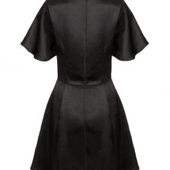 MET1 Women DAMOZEL FIT AND FLARE V NECK MINI DRESS