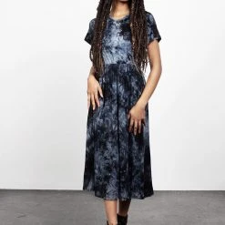 MET1 DRACONIC TIE DYE MIDI SKATER DRESS