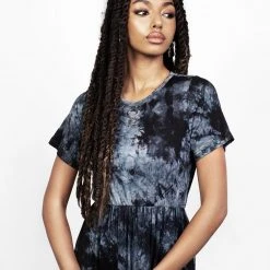 MET1 DRACONIC TIE DYE MIDI SKATER DRESS