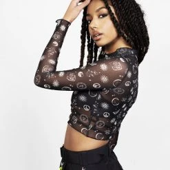 PFA1 Clothing EUPHORIA LETTUCE EDGE MESH CROP TOP