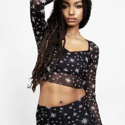 PFA1 ENSNARE LACE TRIM MESH TOP Clothing