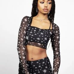 PFA1 ENSNARE LACE TRIM MESH TOP Clothing