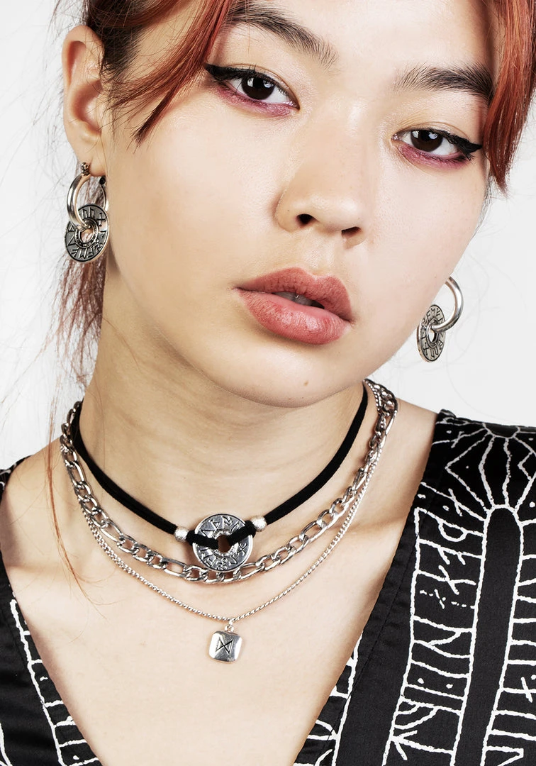 TOU1 Women Runes Disk Earrings 4 TOU1 Women Runes Disk Earrings