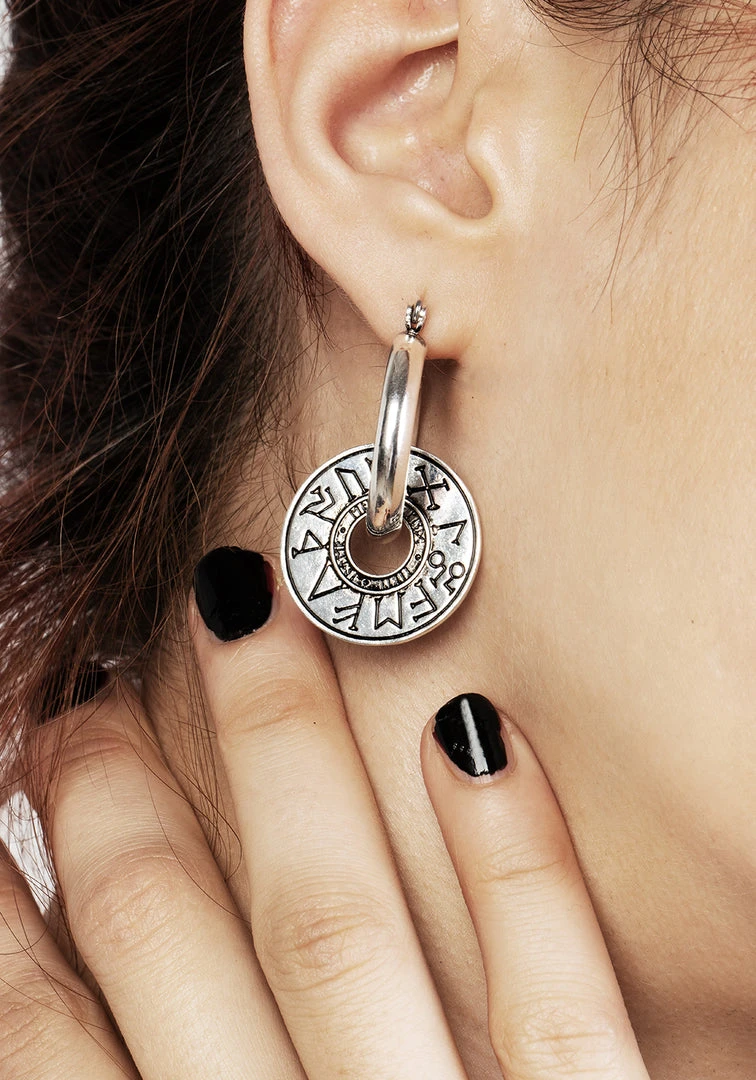 TOU1 Women Runes Disk Earrings 6 TOU1 Women Runes Disk Earrings