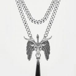 TOU1 Accessories BAPHOMET BLACK AGATE CHAIN CHOKER